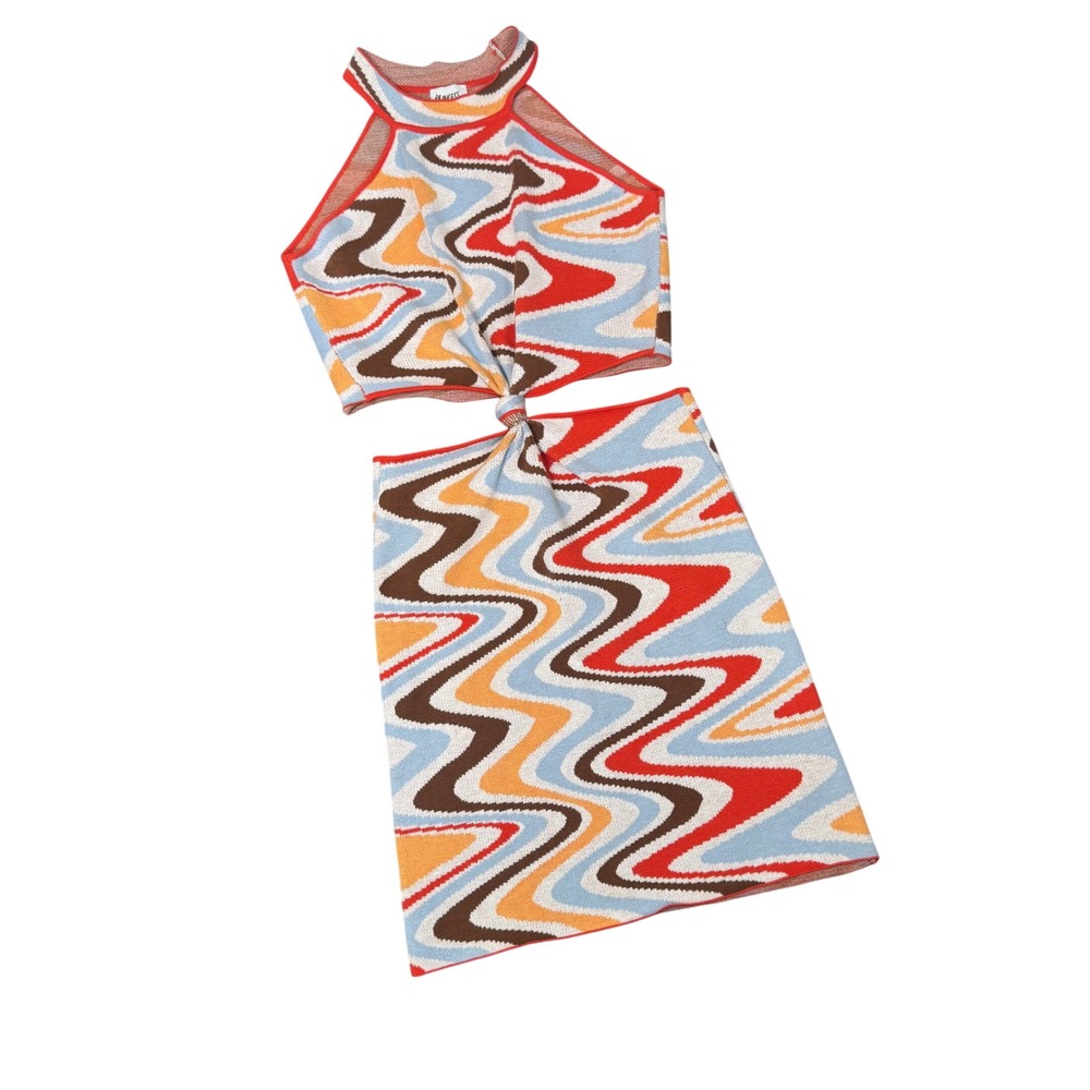 Princess Polly Retro Wave Knit Cut Out Halter Y2K S/M